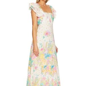 Lei Lei Frill Gown in Cream Floral